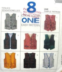 8337 MCCALLS  8 GREAT EZ KIDS LINED V VESTS, BACK BELT  PATTERN 7-14 KIDS MED-XL  UNCUT